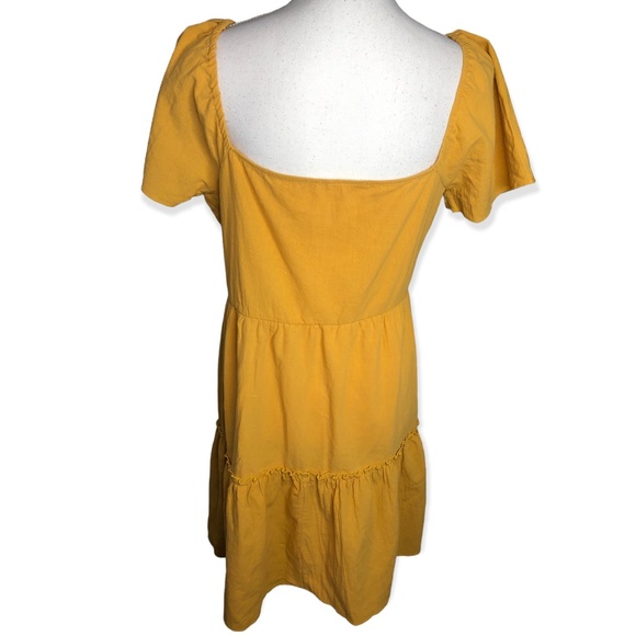 Rotita Mustard Yellow Button Up Sweetheart Neckline Mini Dress - Picture 6 of 10